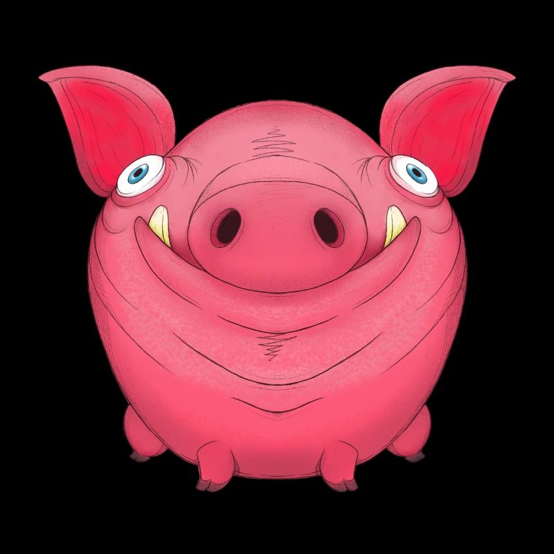 Mignon rond dessin animé cochon