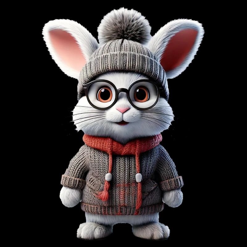 Süsses Kaninchen mit Strickpullover