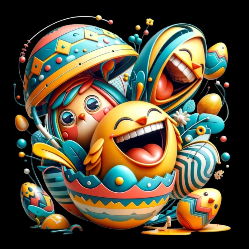 Conception graphique de Pâques dans le style Mixed Dimensions