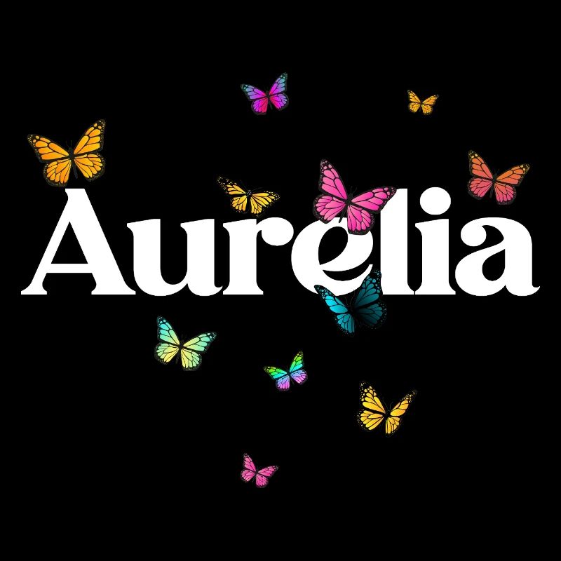 Schöner Mädchenname mit Schmetterlingen AURELIA