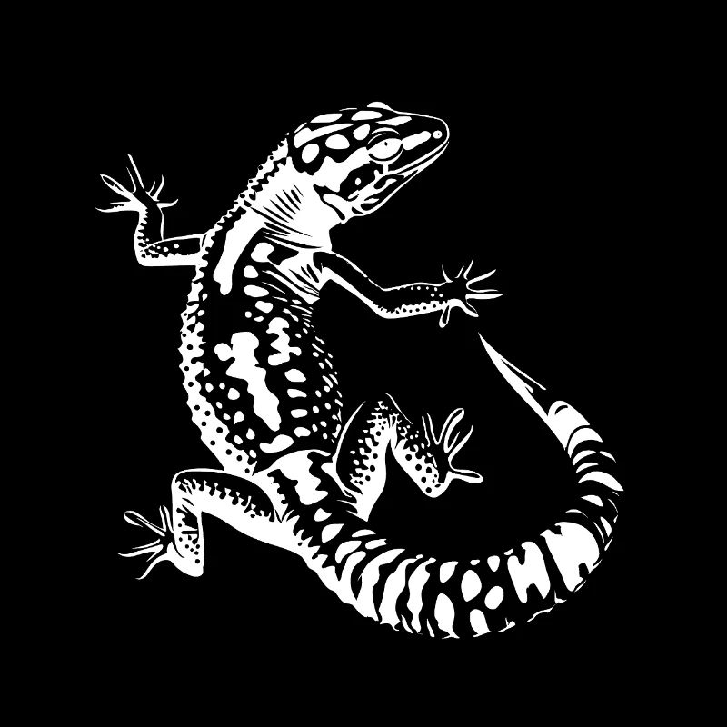 Silhouette de lézard noir et blanc Gecko léopard