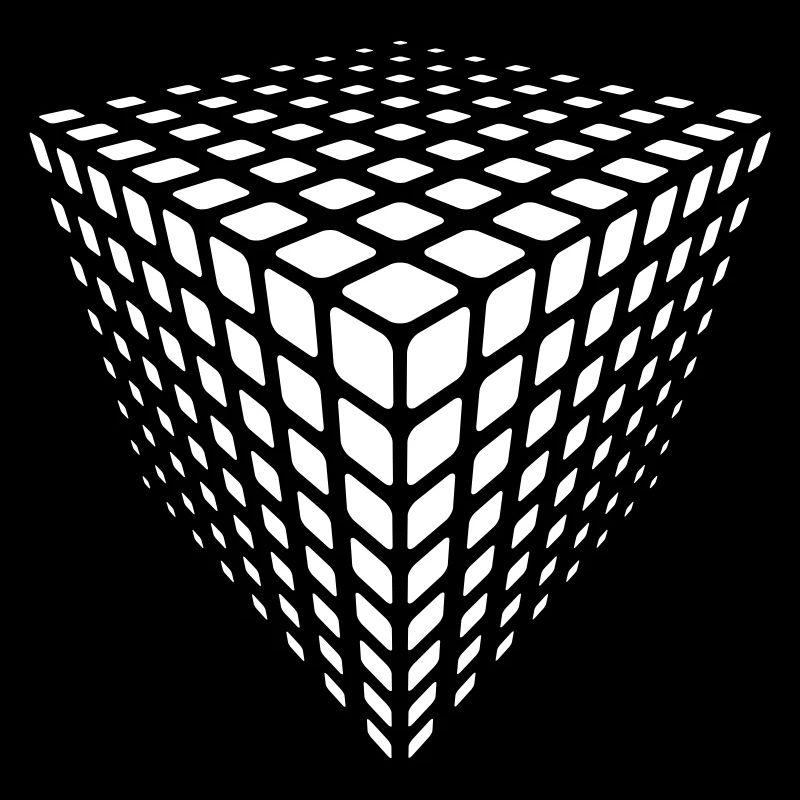 Monochrome Grid Cube Illusion
