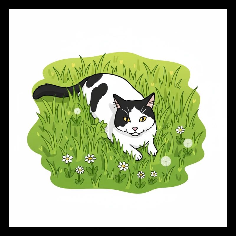 Chat dans la Joyeuse Prairie
