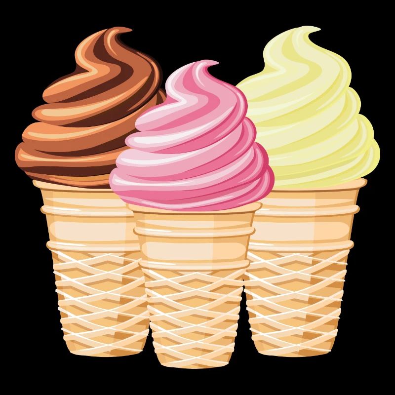 Soft ice cream vanilla chocolate strawberry