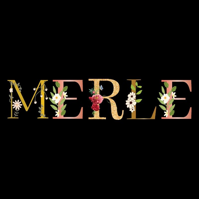 MERLE Name mit Blumen geschmückt