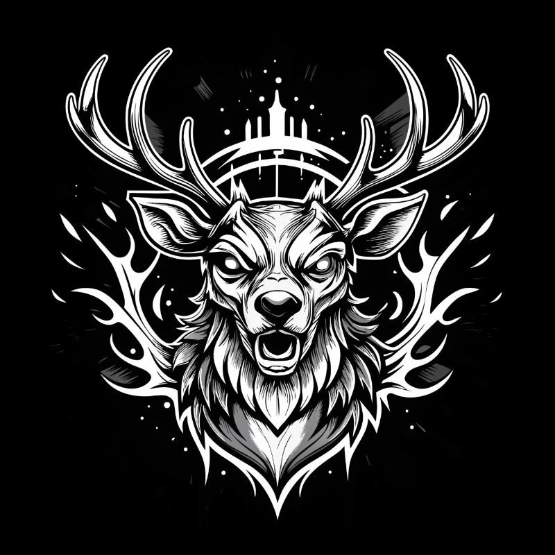 deer black and white