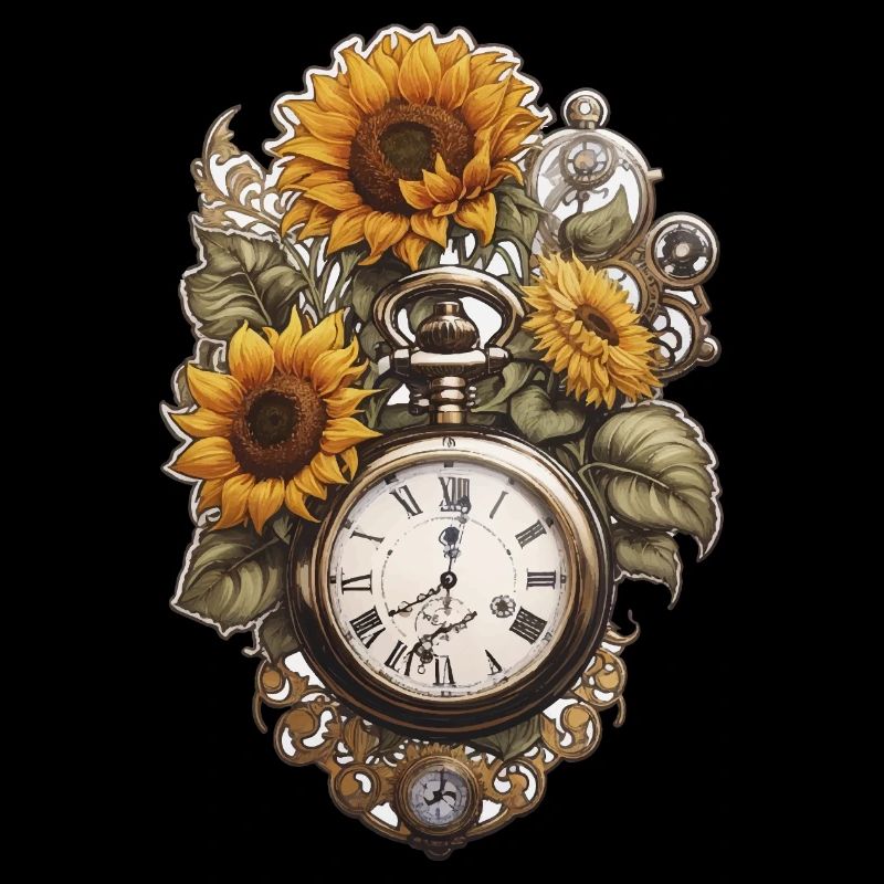 Clock with sunflowers