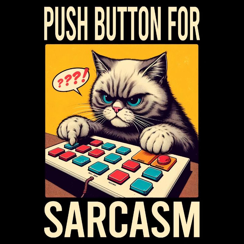 Push Button For Sarcasm Meme Funny Animals Cat