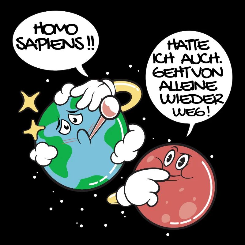 Mars und Erde haben Problem Mensch