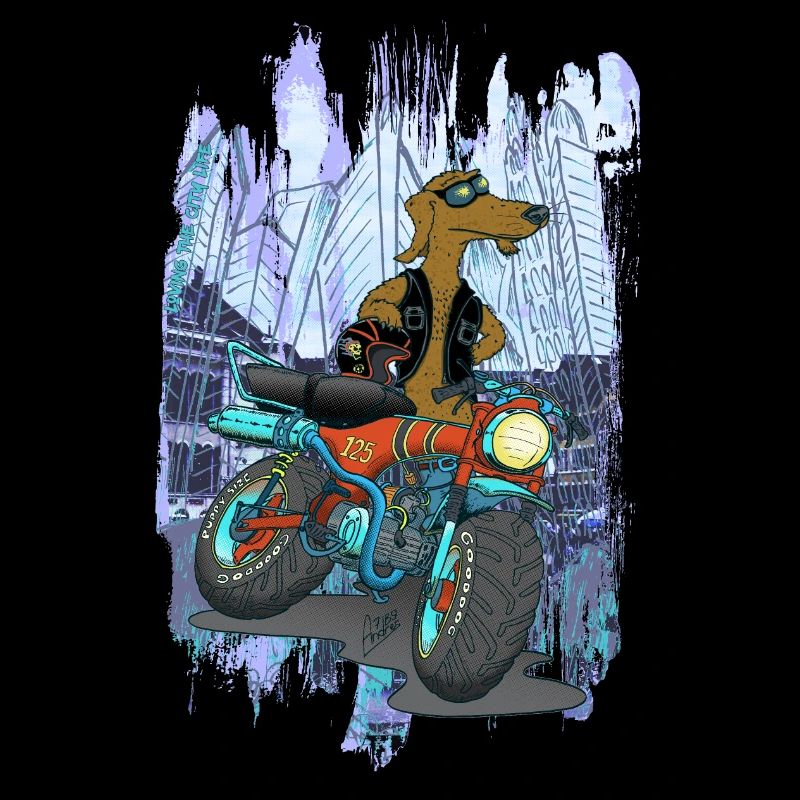 Daxhond and his motorcycle with background