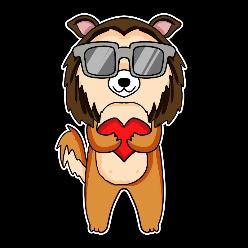 Hund mit Herz und Brille