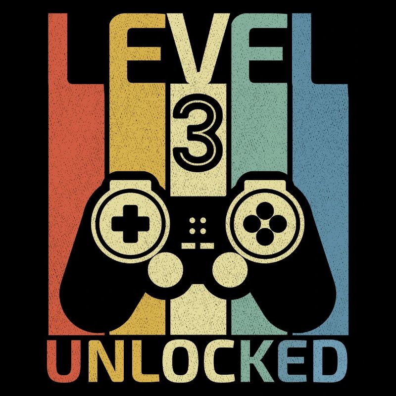 Level 3 Freigeschaltetes Hemd Videospieler 3. Geburtstag