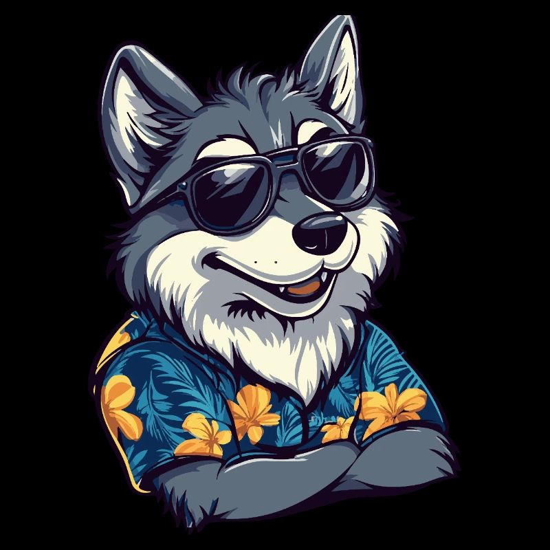 Wolf Comic Funny Summer