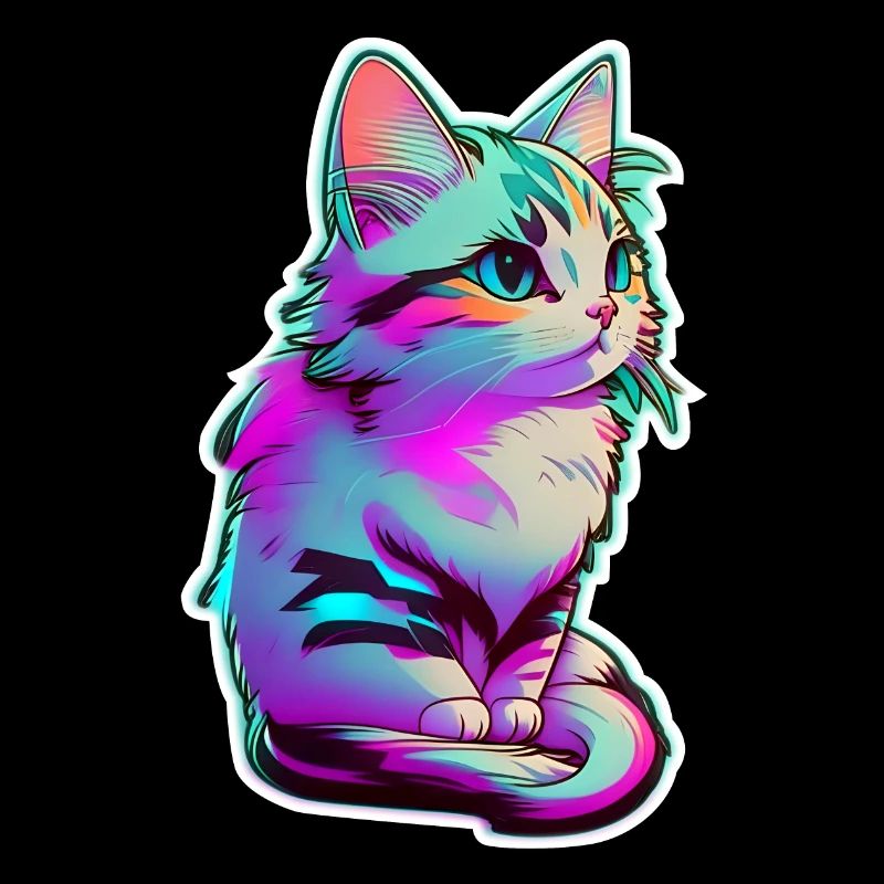 petit chaton eclairage néon - chat mignon