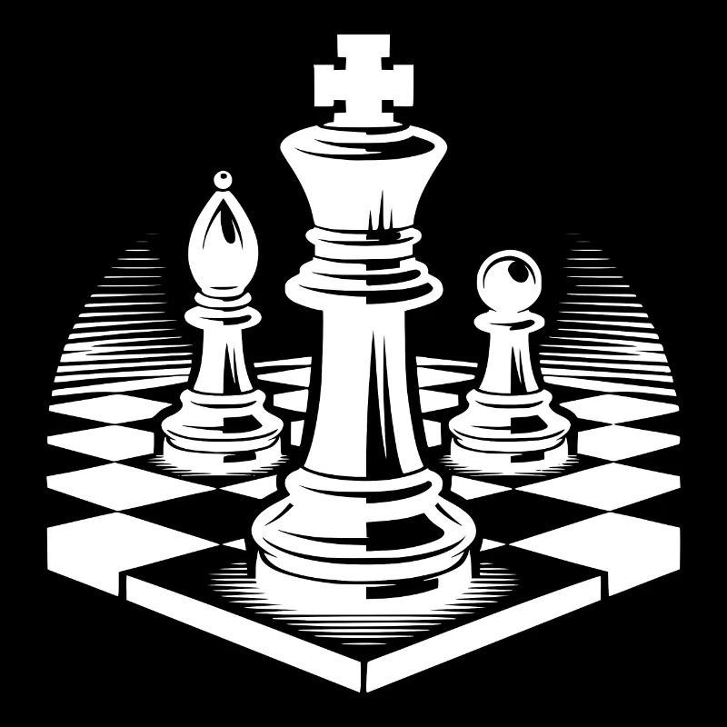 Chessboard with chess pieces king and bishop