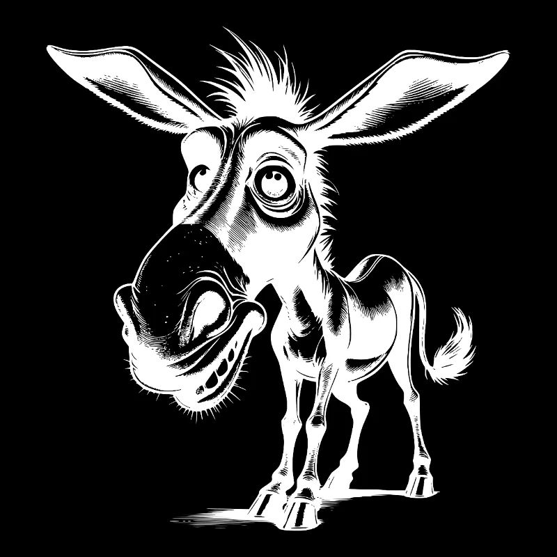 Smiling Long Eared Crazy Donkey Drawing