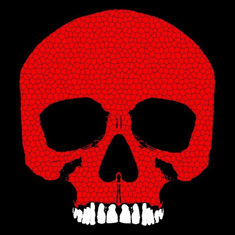 Roter Totenkopf mit Rissmuster / Schädel