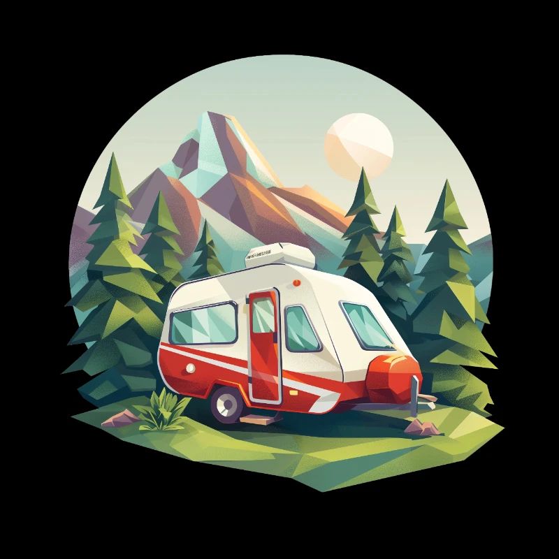 Camping à l’ancienne – Moderne dans un look low poly