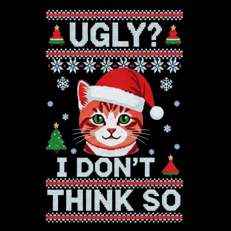 Chat de Noël – Pull de Noël moche