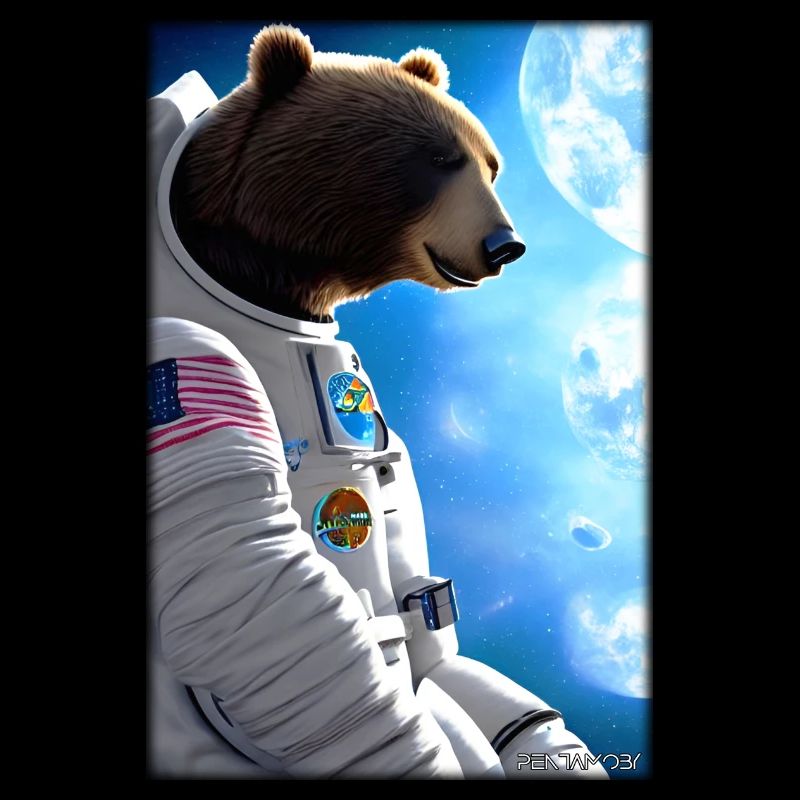 Bear Wildlife Astronaut Future Sci-Fi Technology