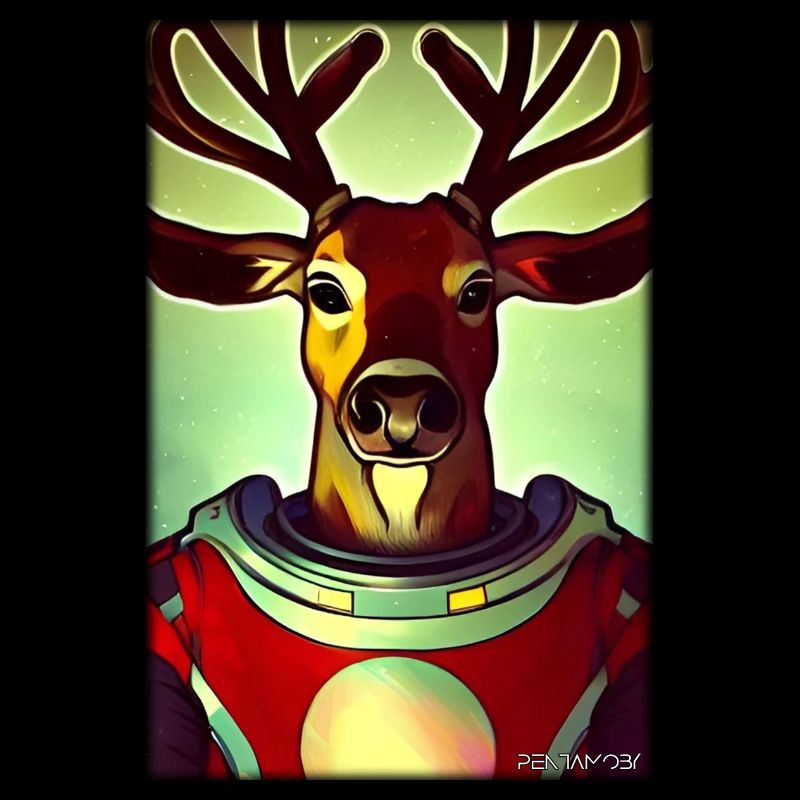 Reindeer Astronaut Future Sci-Fi Technology