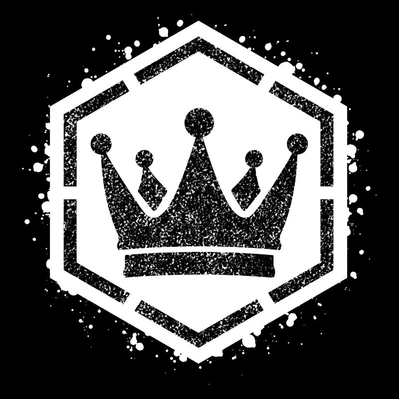 Sponge stencil Crown inside octagon