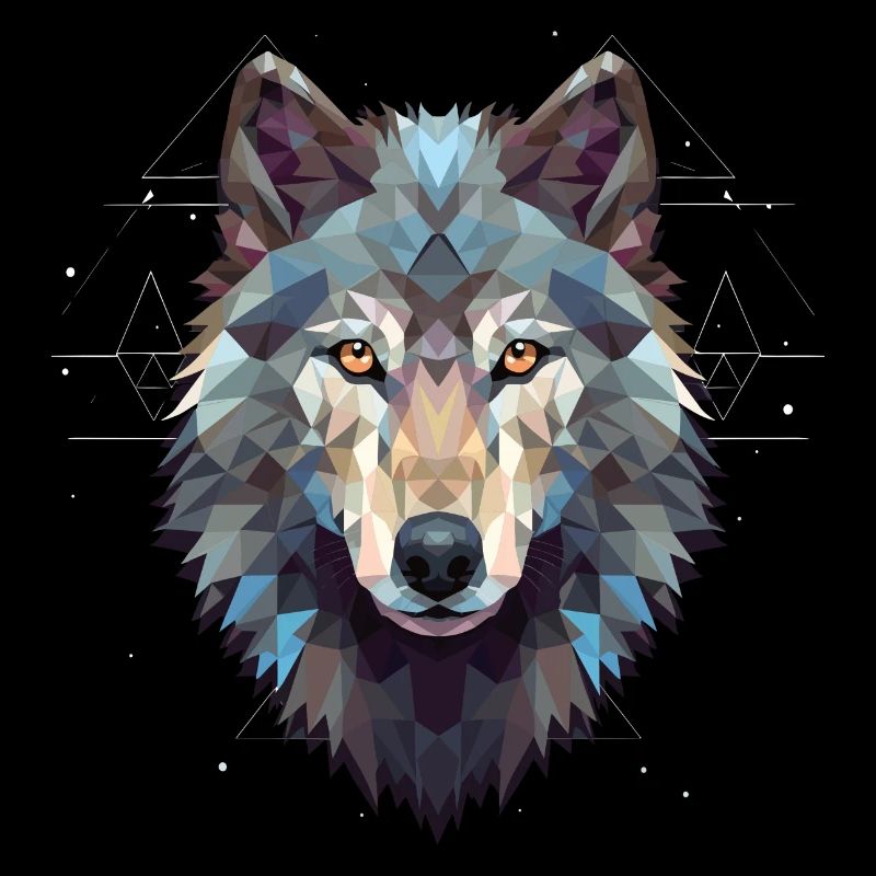 Geometric wolf's head