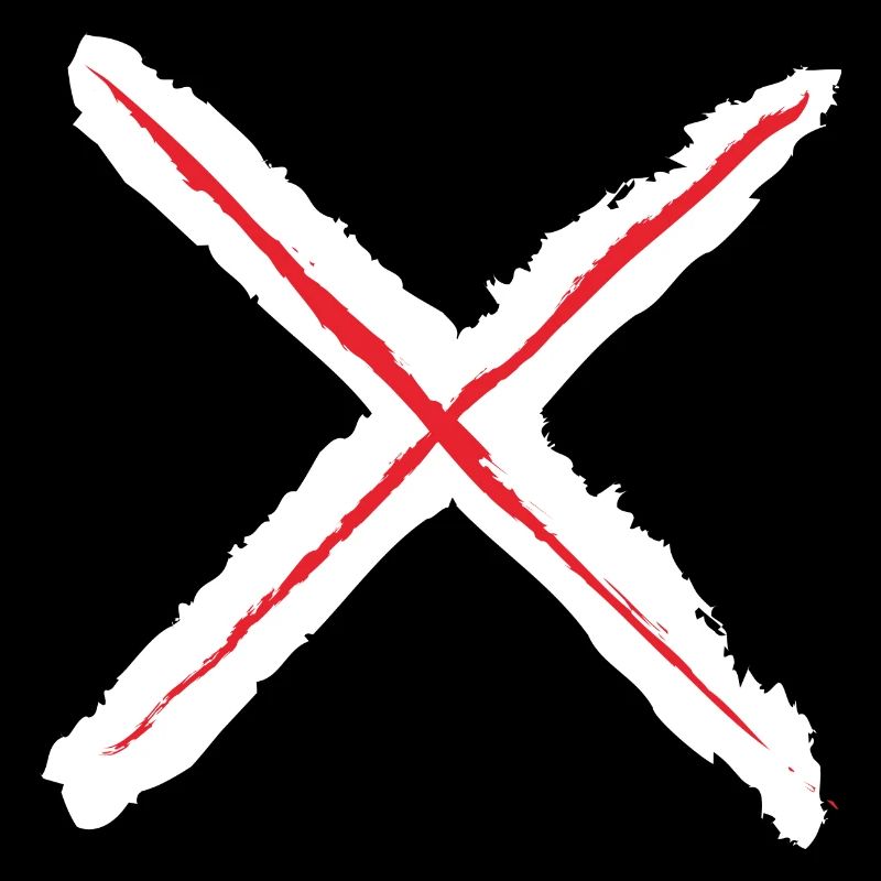 Rode X - St. Andrew's Cross Grunge Style rood op wit
