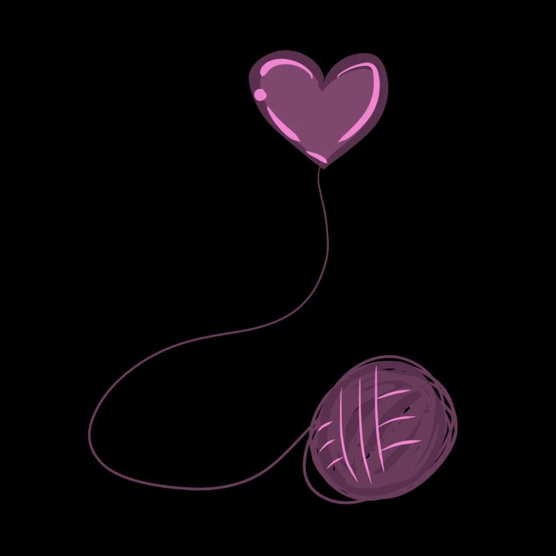 heart pink symbol wool thread line