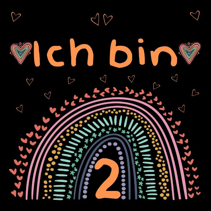 Kindergeburtstag Ich bin 2, Regenbogen Herz