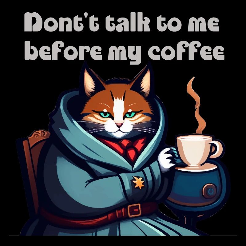 Drôle de chat et de café