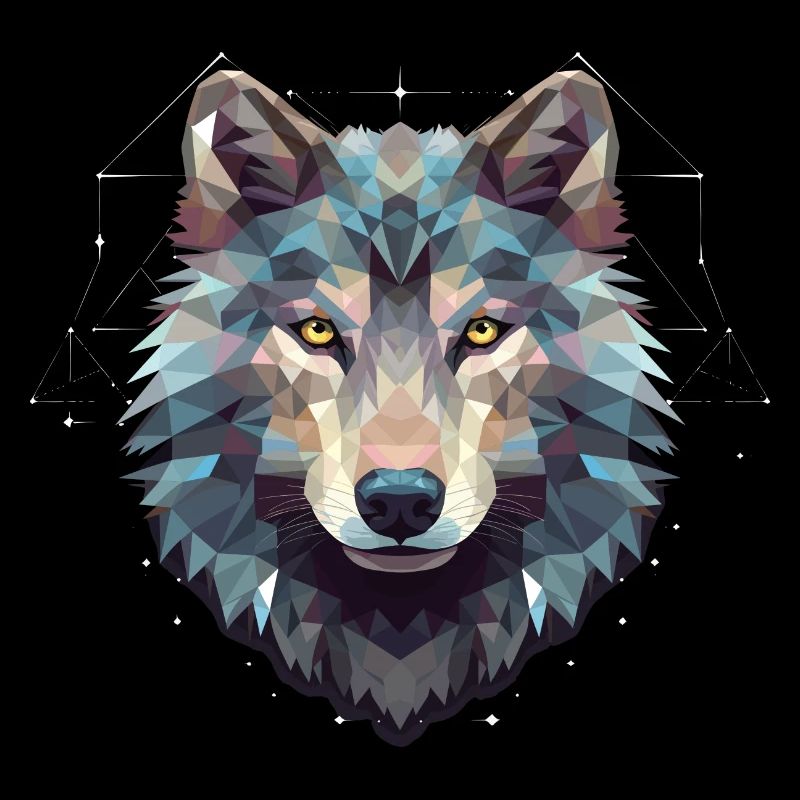 Geometric wolf's head