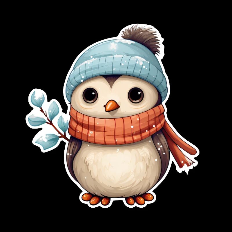 Pinguin mit Mütze und Schal