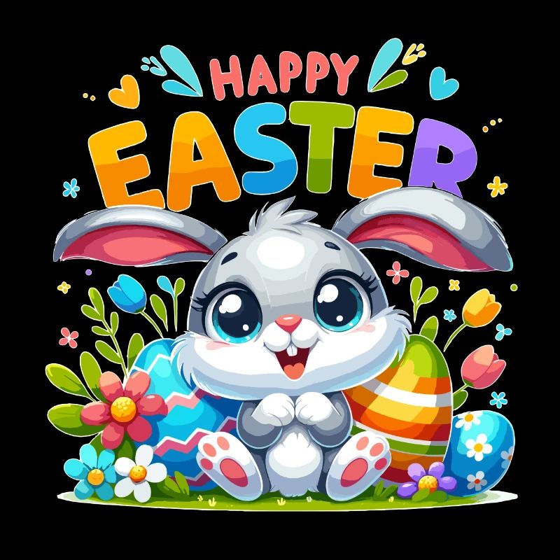 Joyeuses Pâques - Illustration de lapin de Pâques