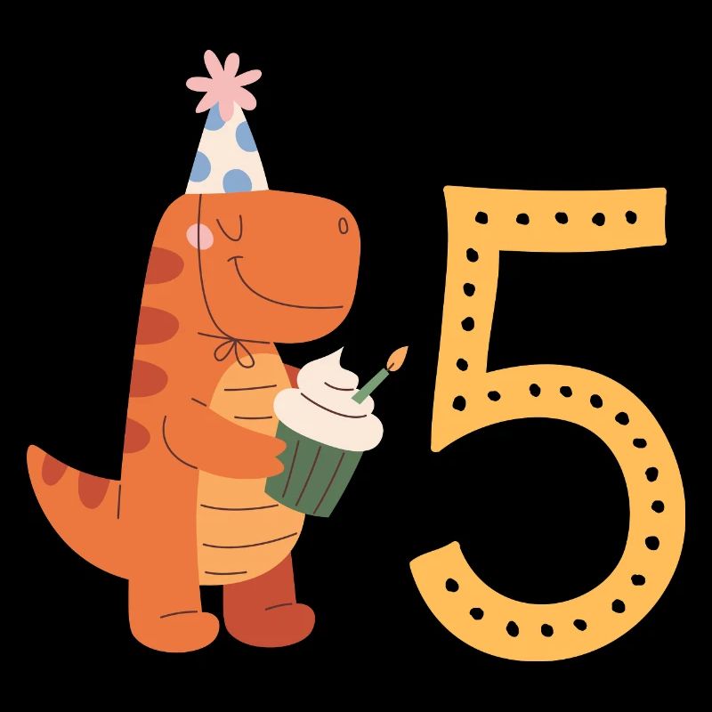 5th Birthday Dinosaur Customizable with Your Text