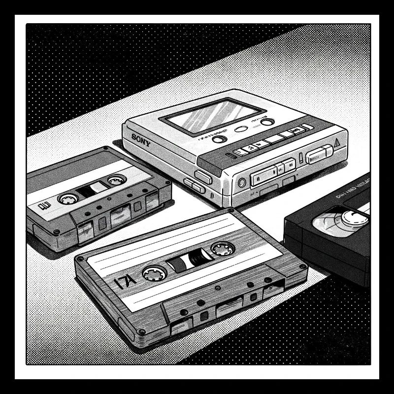 90s cult objects: Comic look for Walkman & Co.