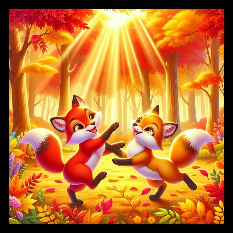 Deux mignons petits renards jouant dans la forêt