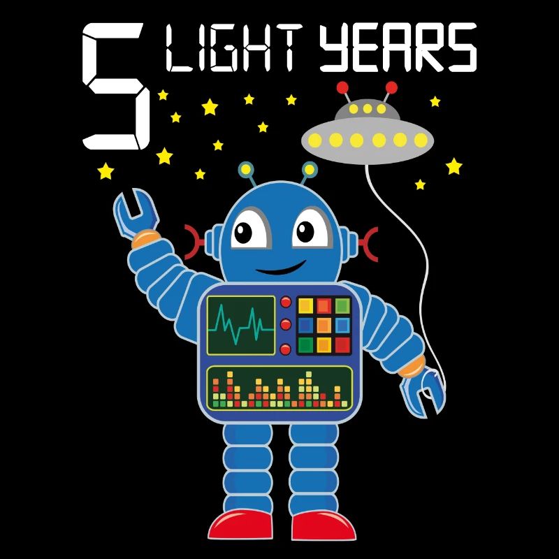 Robot congratulates 5 light years old five years
