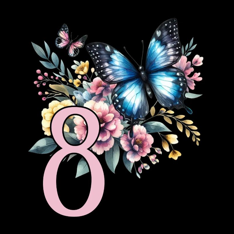 Geburtstag 8 Mädchen Schmetterling Achter 8 Jahre