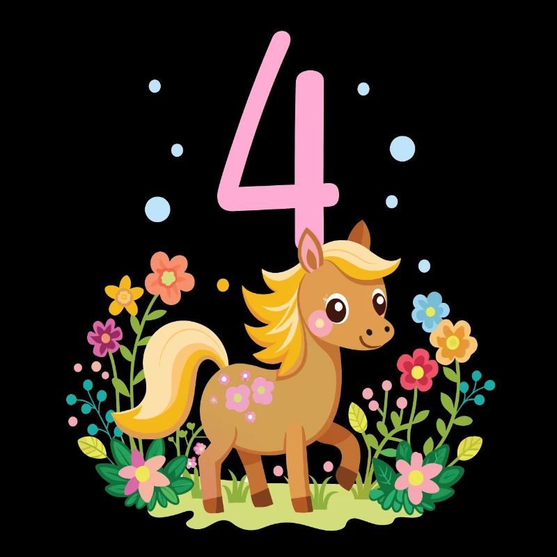 Geburtstag 4 Mädchen Pferd Reiten Stall Vier 4 Jah