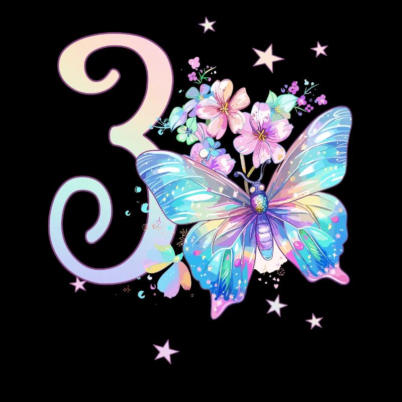 Geburtstag 3 Mädchen Schmetterling Mädchen Drei 3