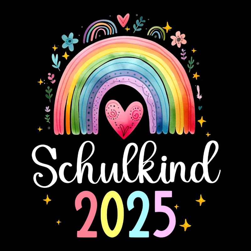 Schulkind 2025 Regenbogen Mädchen Einschulung 2025