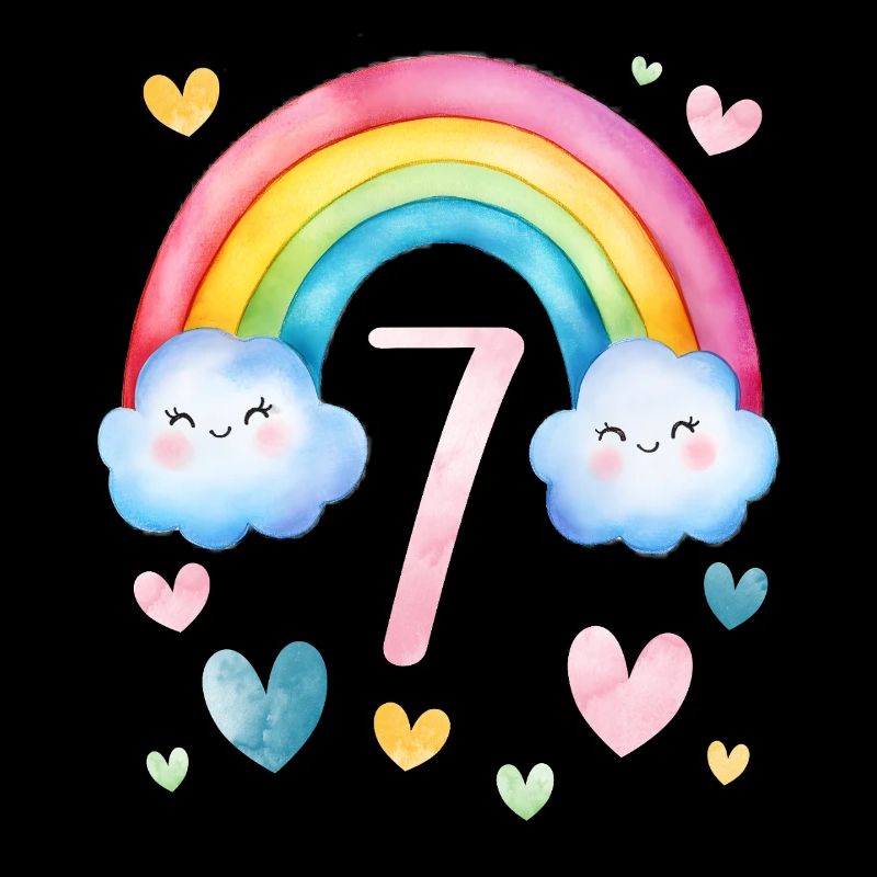 Geburtstag 7 Jahre Mädchen Regenbogen Sieben