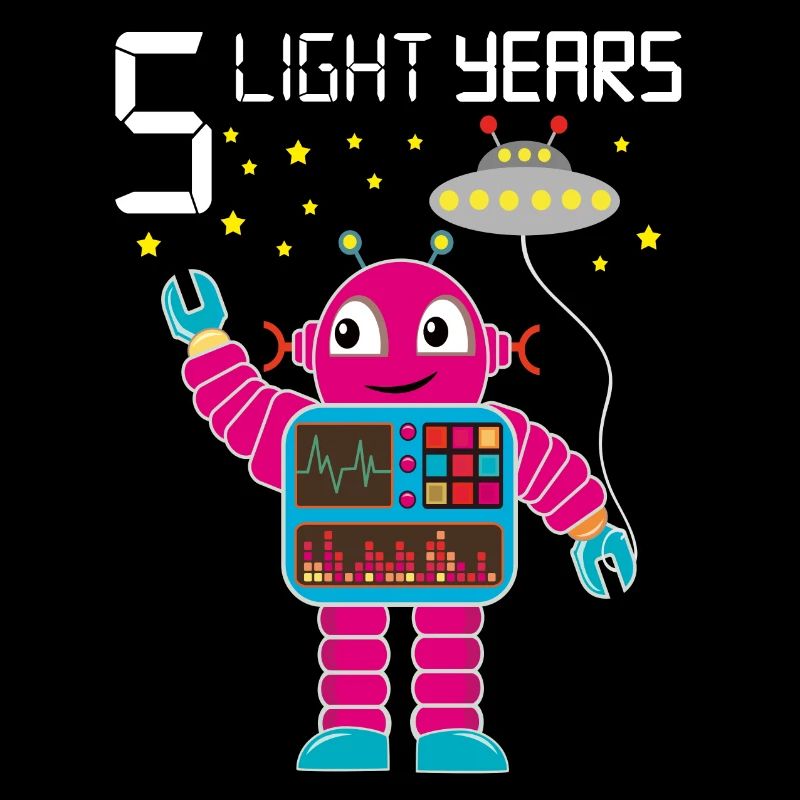 Robot congratulates 5 light years old five years