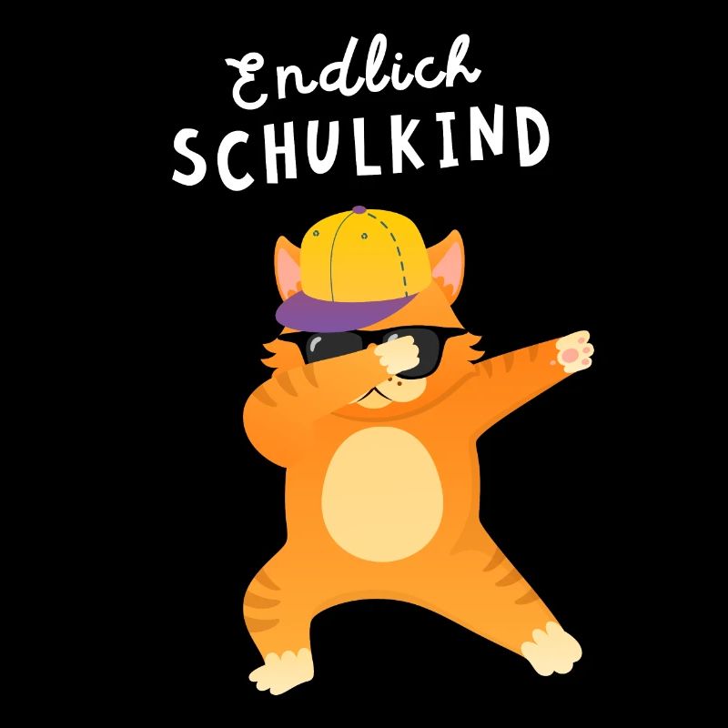Endlich Schulkind Katze Dab Einschulung