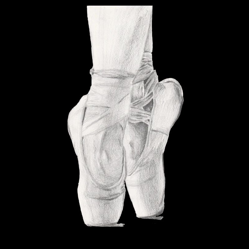 Noir et blanc Ballet Pointe Chaussures Dessin au crayon
