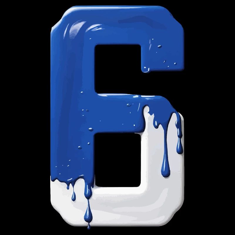 NO. 6 NUMBER 6 BLUE WHITE 6TH BIRTHDAY