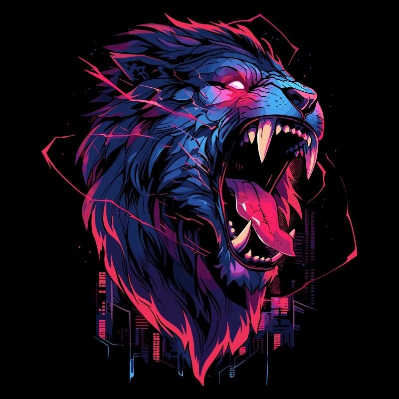 Synthwave Lion