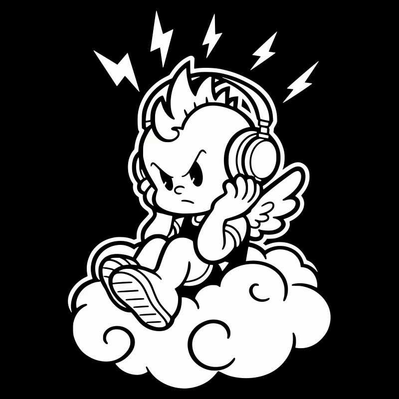 Punk Engel – Cherub mit Kopfhörern