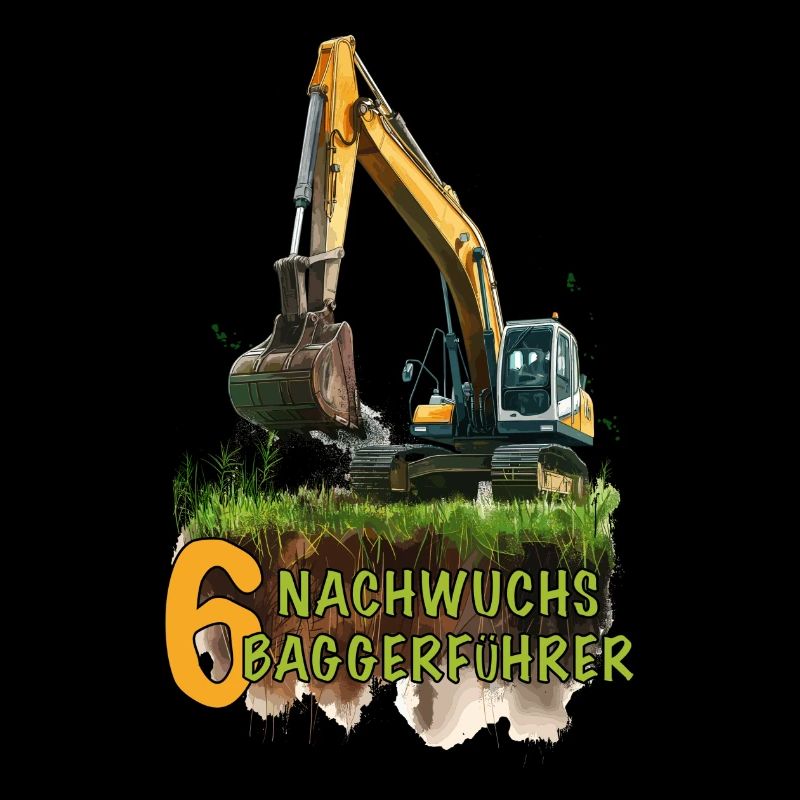 Bagger 6 Geburtstag Baumaschine Baumaschinen